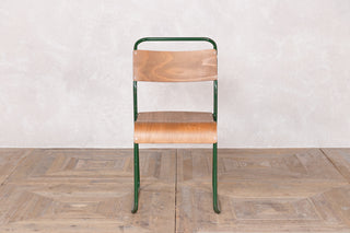 Vintage Stacking Chairs with Plywood Seat & Back With Green Frame