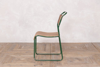 Vintage Stacking Chairs with Plywood Seat & Back With Green Frame