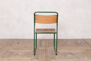 Vintage Stacking Chairs with Plywood Seat & Back With Green Frame
