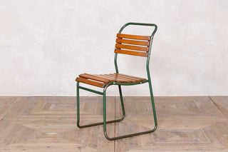 Vintage Stacking Chairs with Slatted Seat & Back with Green Frame