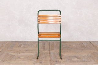Vintage Stacking Chairs with Slatted Seat & Back with Green Frame