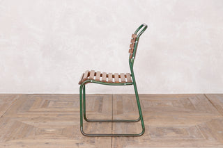 Vintage Stacking Chairs with Slatted Seat & Back with Green Frame