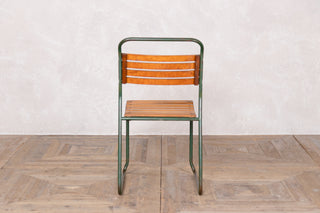 Vintage Stacking Chairs with Slatted Seat & Back with Green Frame