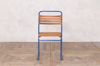 Vintage Stacking Chairs with Slatted Seat & Back with Blue Frame