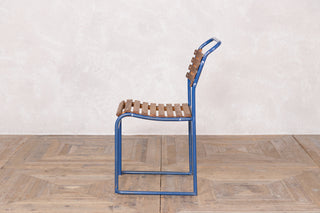 Vintage Stacking Chairs with Slatted Seat & Back with Blue Frame