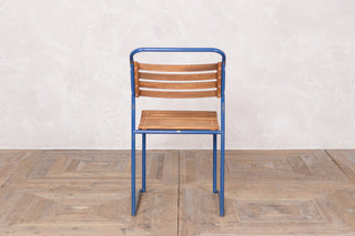 Vintage Stacking Chairs with Slatted Seat & Back with Blue Frame