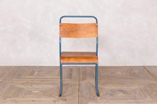 Vintage Stacking Chairs with Plywood Seat & Back with Blue Frame