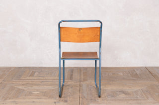 Vintage Stacking Chairs with Plywood Seat & Back with Blue Frame