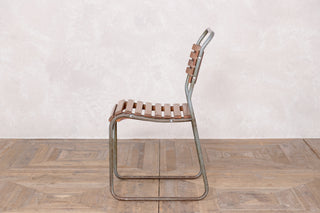 Vintage Stacking Chairs with Slatted Seat & Back with Silver Frame