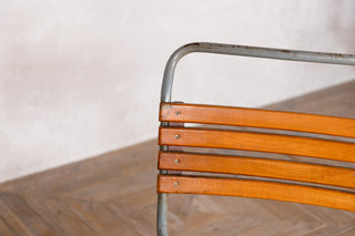 Vintage Stacking Chairs with Slatted Seat & Back with Silver Frame