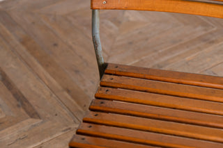 Vintage Stacking Chairs with Slatted Seat & Back with Silver Frame