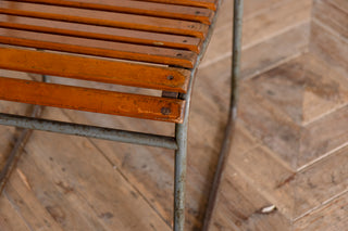 Vintage Stacking Chairs with Slatted Seat & Back with Silver Frame