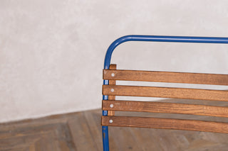 Vintage Stacking Chairs with Slatted Seat & Back with Blue Frame