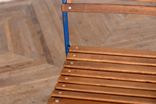 Vintage Stacking Chairs with Slatted Seat & Back with Blue Frame