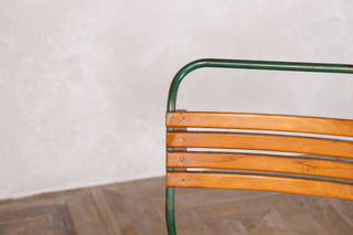 Vintage Stacking Chairs with Slatted Seat & Back with Green Frame