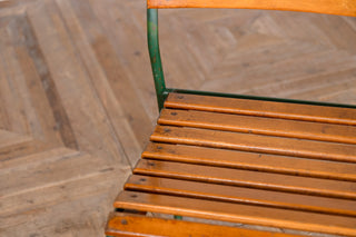 Vintage Stacking Chairs with Slatted Seat & Back with Green Frame