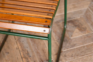 Vintage Stacking Chairs with Slatted Seat & Back with Green Frame
