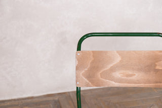 Vintage Stacking Chairs with Plywood Seat & Back With Green Frame