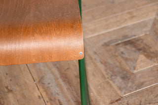 Vintage Stacking Chairs with Plywood Seat & Back With Green Frame