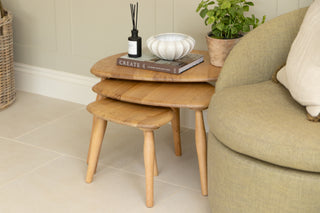 60’s Style Oak Nest of Pebble Tables