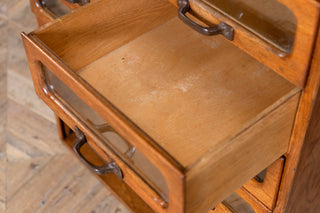 Tambour Front Haberdashery Cabinet with Glass Fronted Drawers