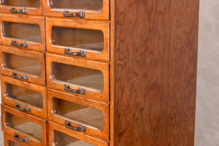 Tambour Front Haberdashery Cabinet with Glass Fronted Drawers