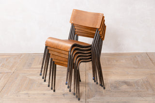Set of 6 Vintage Plywood Stacking Chairs