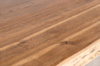 Solid Oak Live Edge Dining Table with Wooden Legs