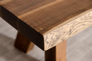 Solid Oak Live Edge Dining Table with Wooden Legs