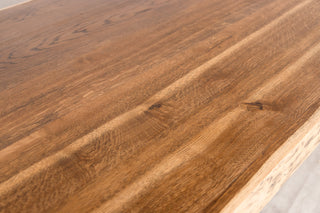 Solid Oak Live Edge Dining Table with Wooden Legs