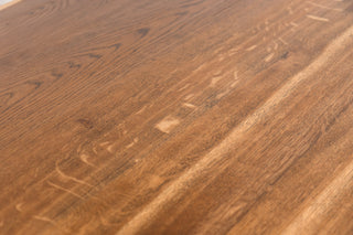 Solid Oak Live Edge Dining Table with Wooden Legs