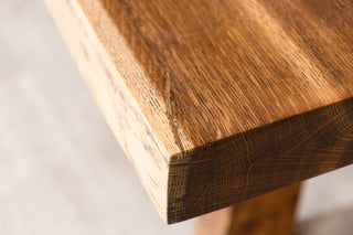 Solid Oak Live Edge Dining Table with Wooden Legs