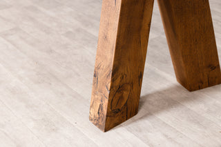Solid Oak Live Edge Dining Table with Wooden Legs