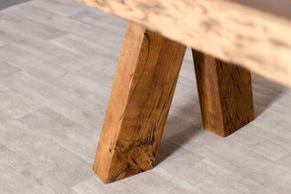 Solid Oak Live Edge Dining Table with Wooden Legs