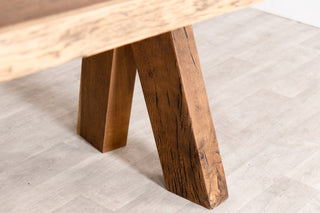Solid Oak Live Edge Dining Table with Wooden Legs