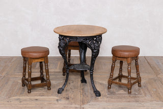 Victorian Style Cast Iron Table and Wooden Stool Set