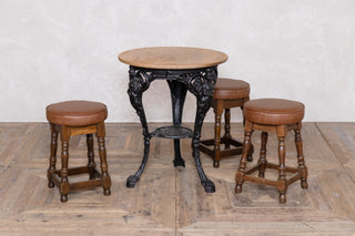 Victorian Style Cast Iron Table and Wooden Stool Set