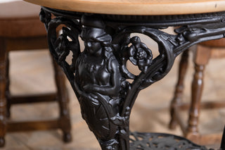 Victorian Style Cast Iron Table and Wooden Stool Set