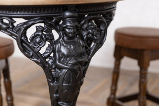 Victorian Style Cast Iron Table and Wooden Stool Set