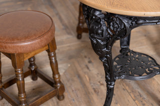 Victorian Style Cast Iron Table and Wooden Stool Set