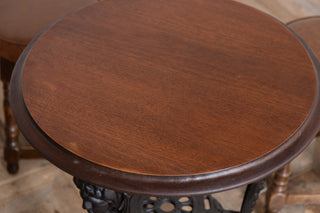 Victorian Style Cast Iron Table and Wooden Stool Set