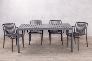 California Garden Outdoor Grey Café Table Set with Maldives Chairs