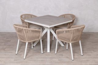 Milan Star Base Table with 4 Milano Chairs Outdoor Set