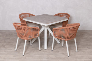 Milan Star Base Table with 4 Milano Chairs Outdoor Set