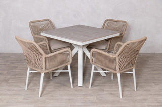 Milan Star Base Table with 4 Monza Chairs Outdoor Set
