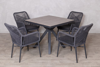 Milan Star Base Table with 4 Monza Chairs Outdoor Set
