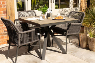 Milan Grey Star Table with 4 Chairs Set