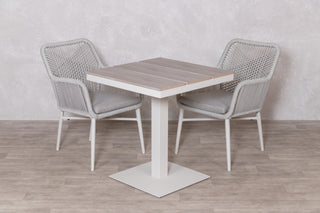 Milan Pedestal Table with 2 Monza Chairs Outdoor Set
