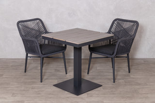 Milan Pedestal Table with 2 Monza Chairs Outdoor Set