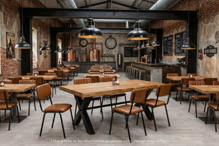 Solid Oak Live Edge Dining Table with Metal Base Range